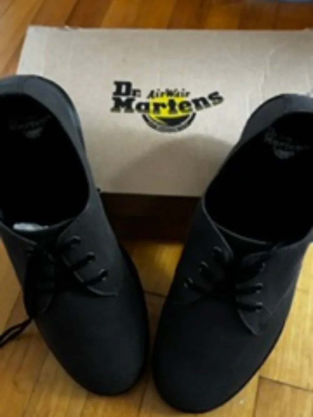 Dr. Marten Delray 3-Eyelet Shoe, Flexible Bounce Soles, Gray canvas, size 14